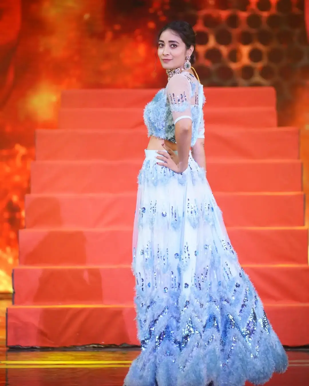 ETV Actress Bhanu Sri Stills in Beautiful Blue Lehenga Choli